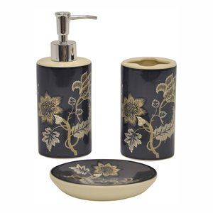CHARCOAL 3 PIECE BATHROOM ACCESSORY SET